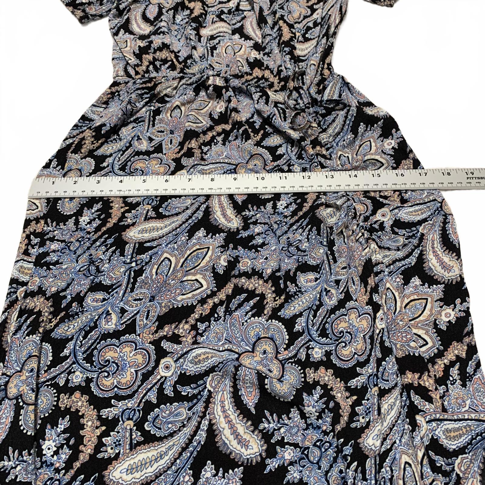 Vestido largo con estampado floral de rayón de manga corta para mujer, talla M, color aguamarina