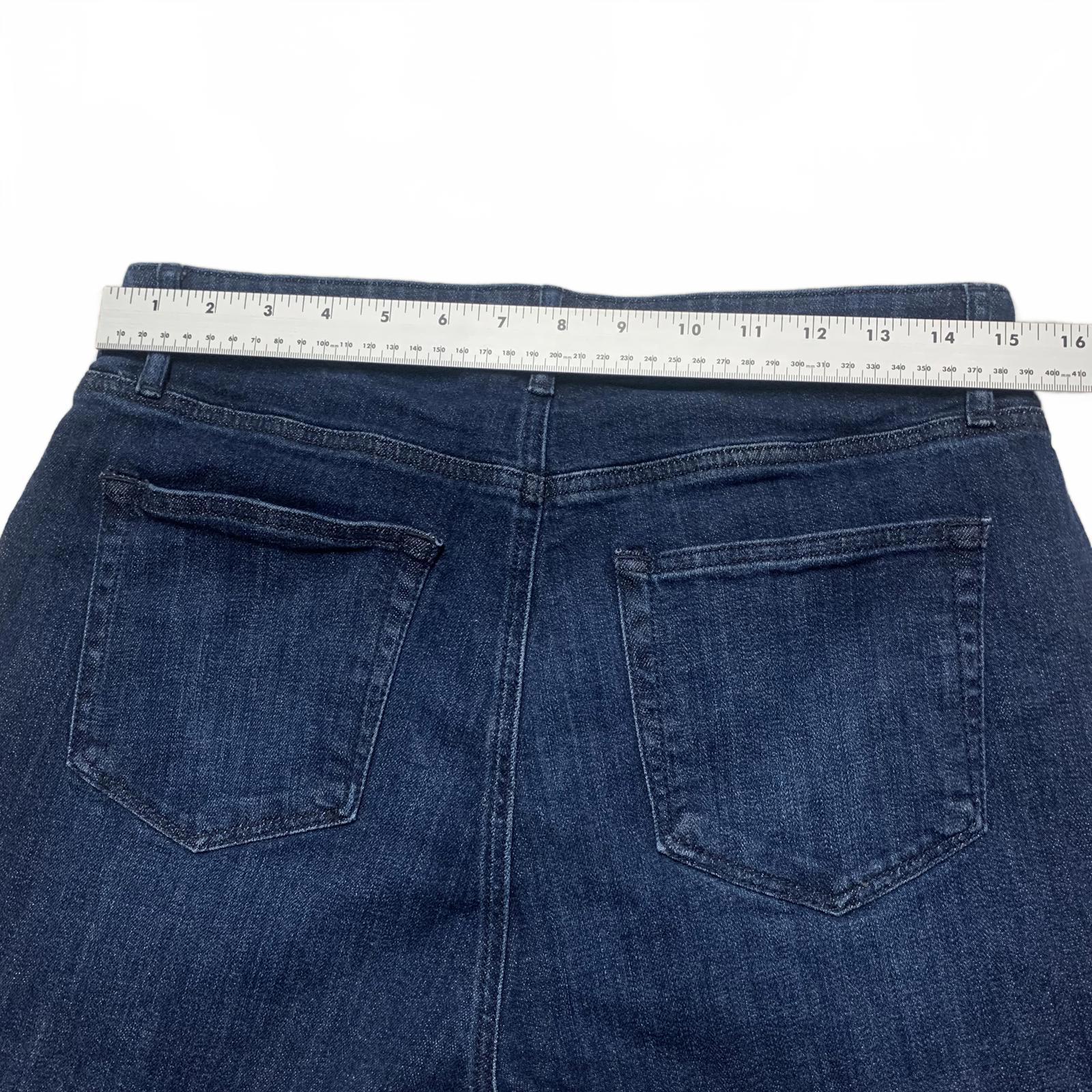 Vaqueros acampanados Curvy Kicks de mezclilla azul oscuro para mujer, talla 30/10, tiro alto 30 x 25