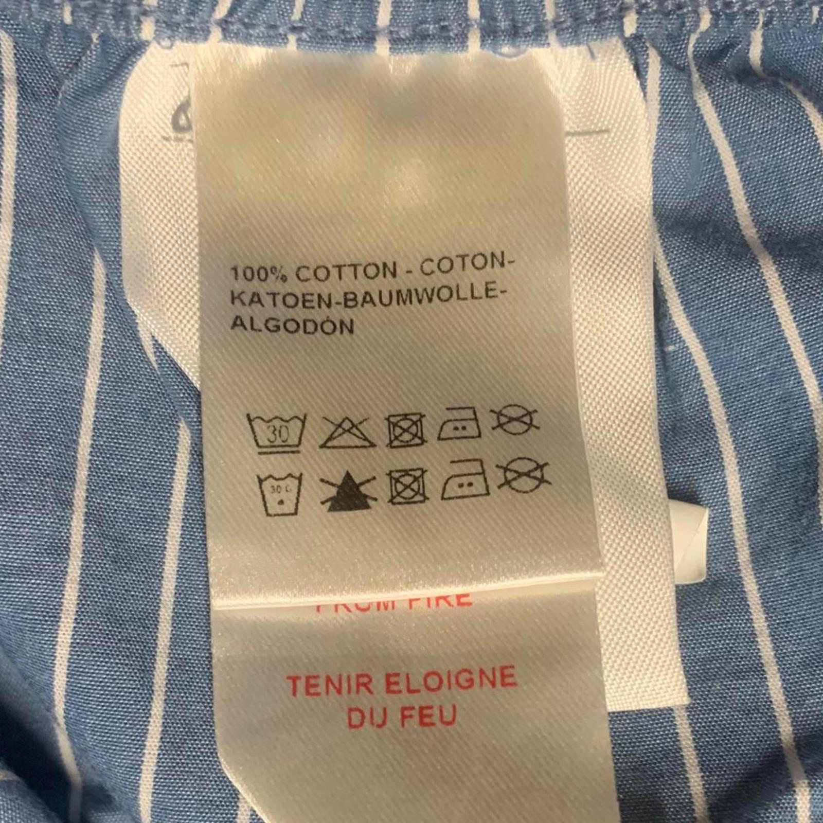 Pijama Cyrillus Paris para niño, talla 14A, de algodón, con rayas azules, ancho 25,5 x 29 cm