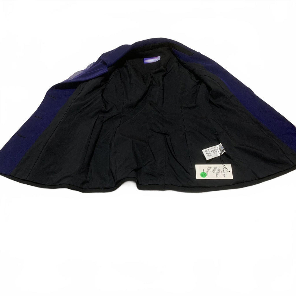 Blazer negro Fengyi Tan para mujer, talla mediana, con superposición azul transparente