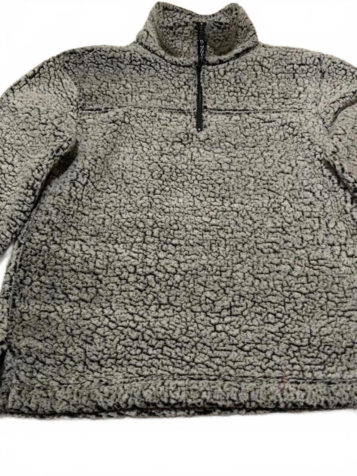 Chaqueta tipo jersey de forro polar sherpa gris con cremallera de un cuarto para hombre, talla M, de Boxercraft