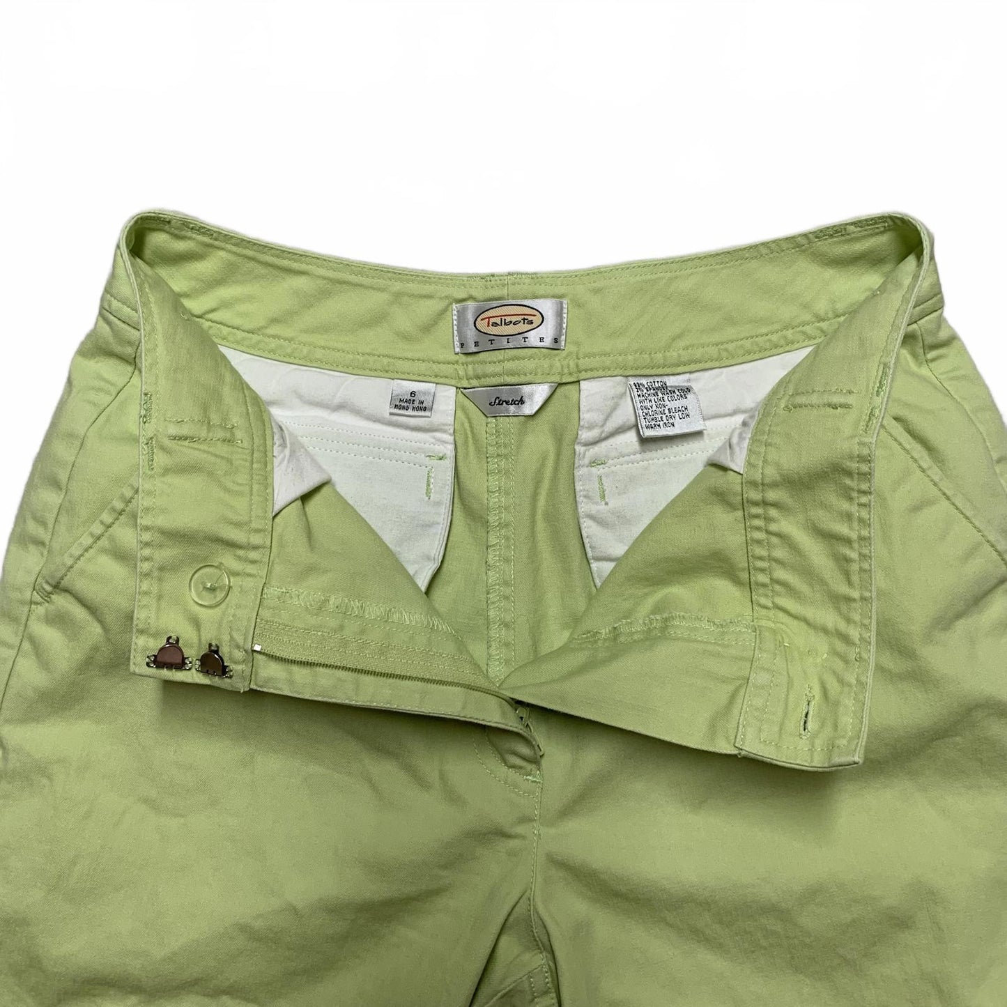 Talbots Womens Sz 6P Green Stretch Cropped Pants W28.5