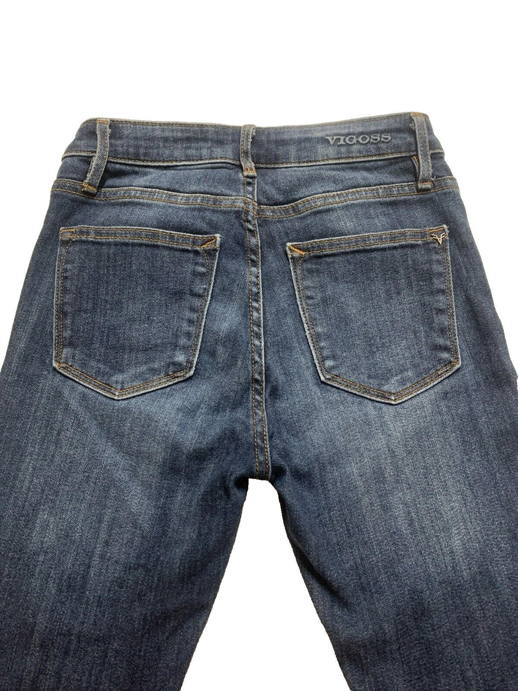 Vaqueros ajustados VIGOSS Marley para mujer, 25 x 26, de tiro medio desgastados en azul