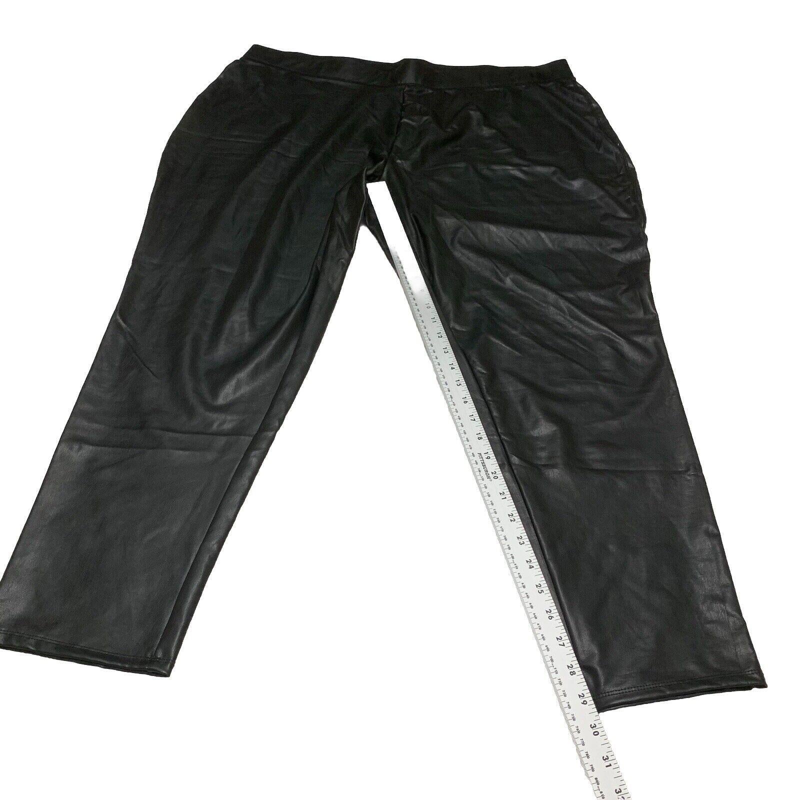 Pantalones de mujer Ashley Stewart, talla 26/28, piel sintética negra