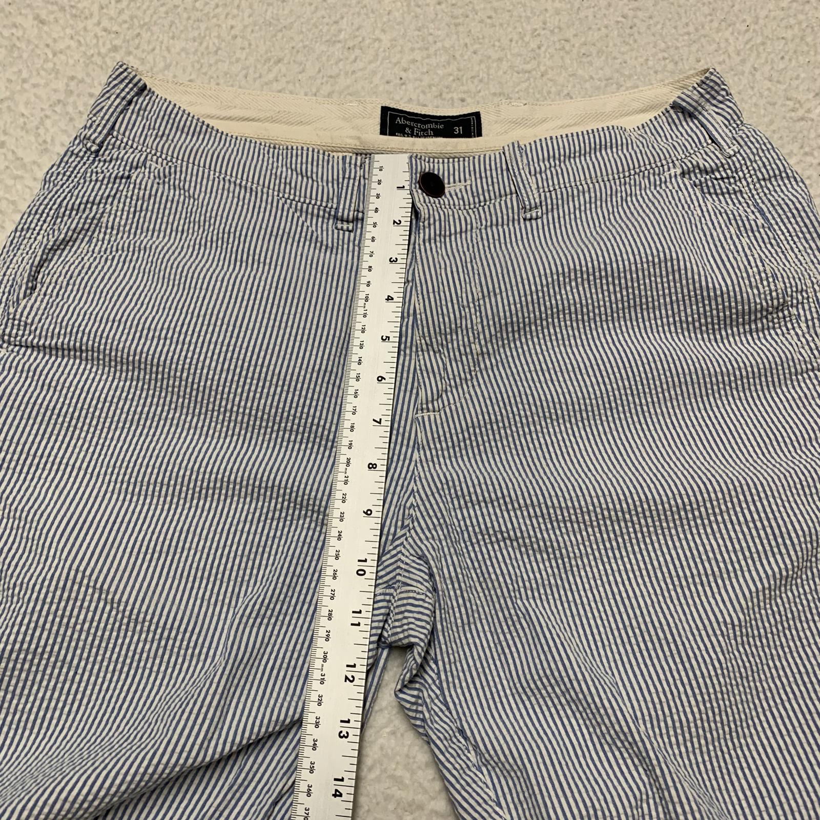 Pantalones cortos chinos a rayas azules y blancas de Abercrombie &amp; Fitch para hombre, talla 31, talla náutica, ancho 30.5