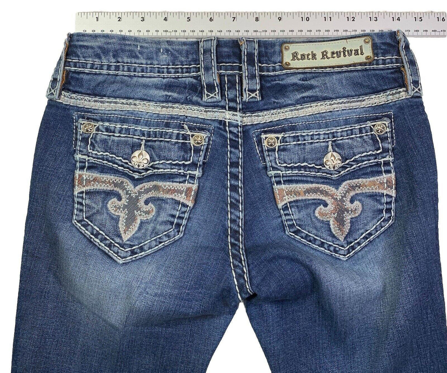 Rock Revival Women's Jeans Size 27 Bold Stitch Cowboy Pocket