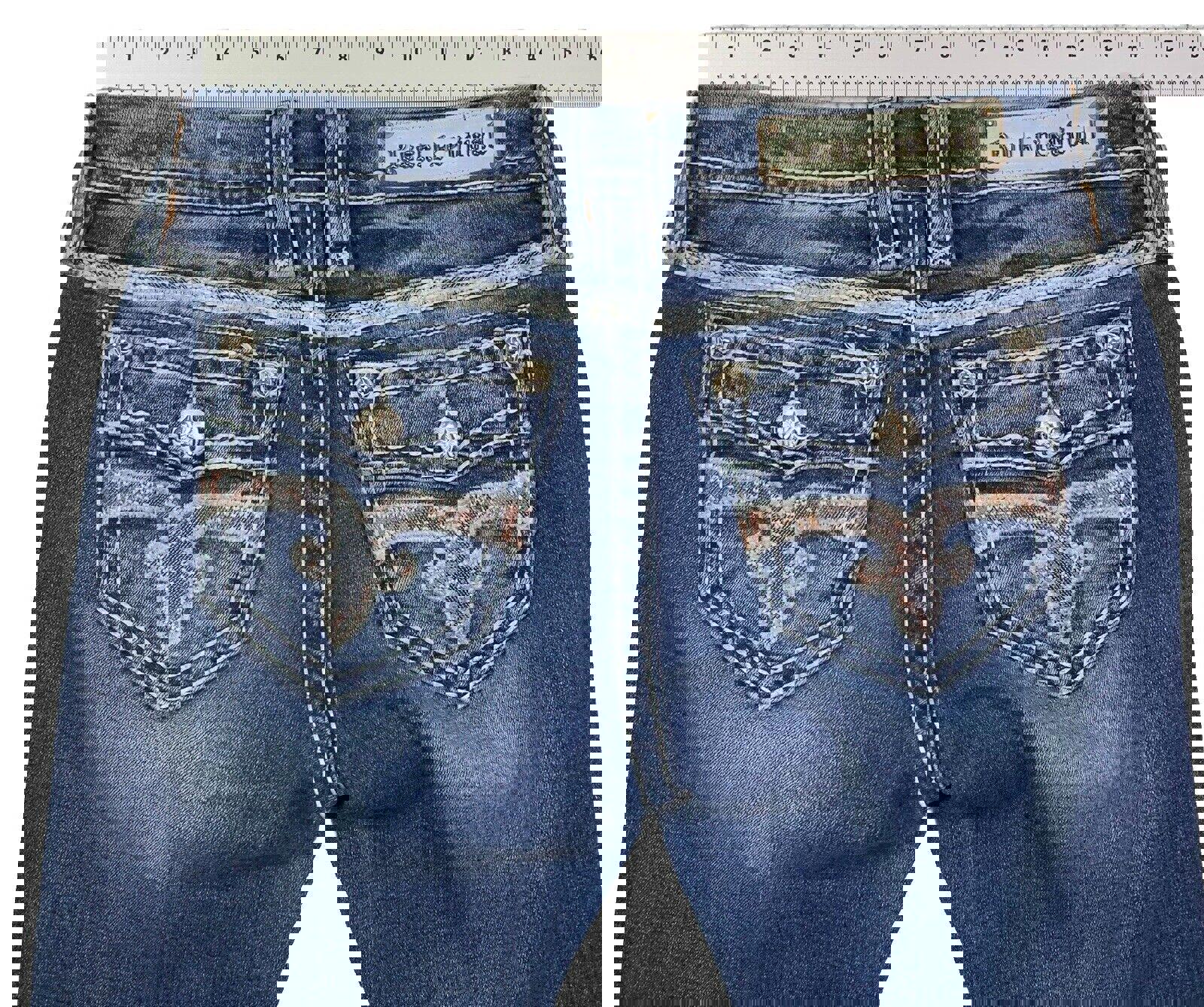 Vaqueros Rock Revival para mujer, talla 27, con bolsillo vaquero y puntadas llamativas