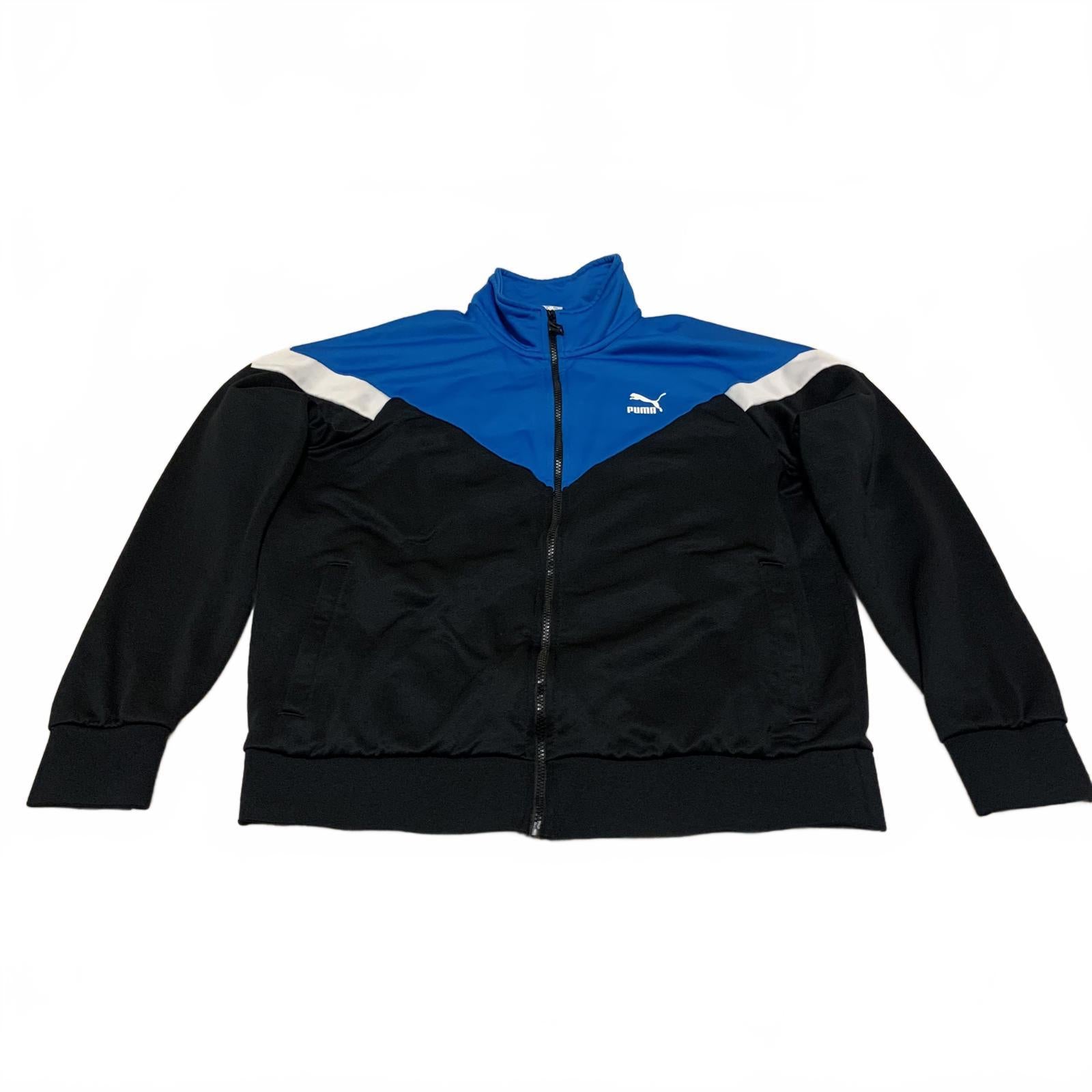 Chaqueta deportiva Puma para hombre, talla L, color negro y azul rey, con cremallera