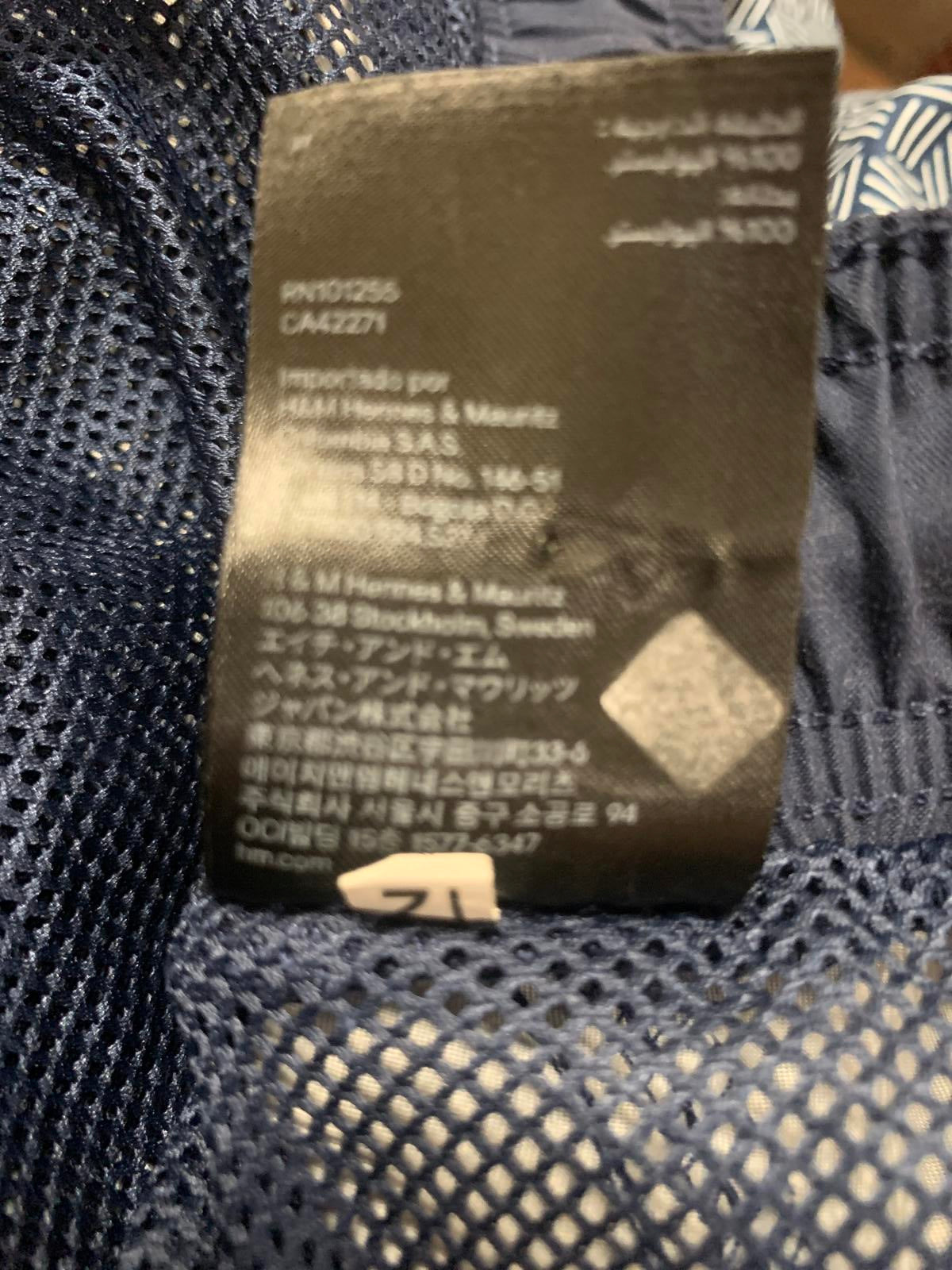 H&M Men's Sz M Navy Geometric Pattern Swim Shorts Trunks W30