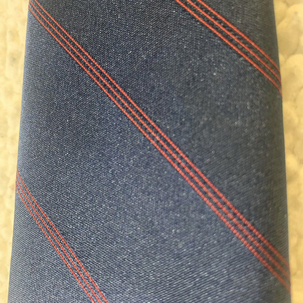 Corbata Oscar de la Renta Azul Marino Diagonal Rayas Rojas Firma