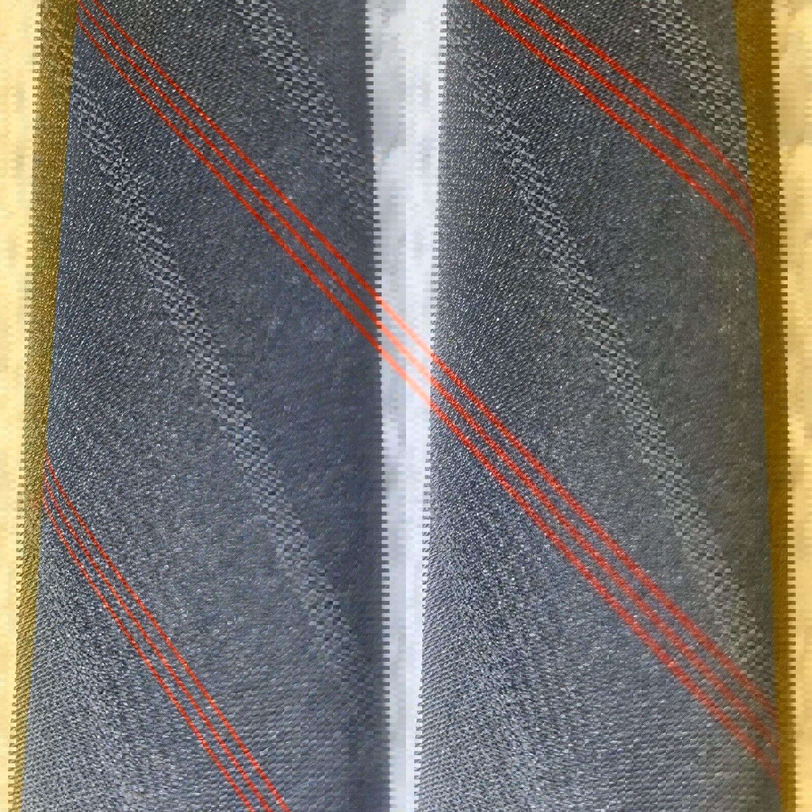 Corbata Oscar de la Renta Azul Marino Diagonal Rayas Rojas Firma