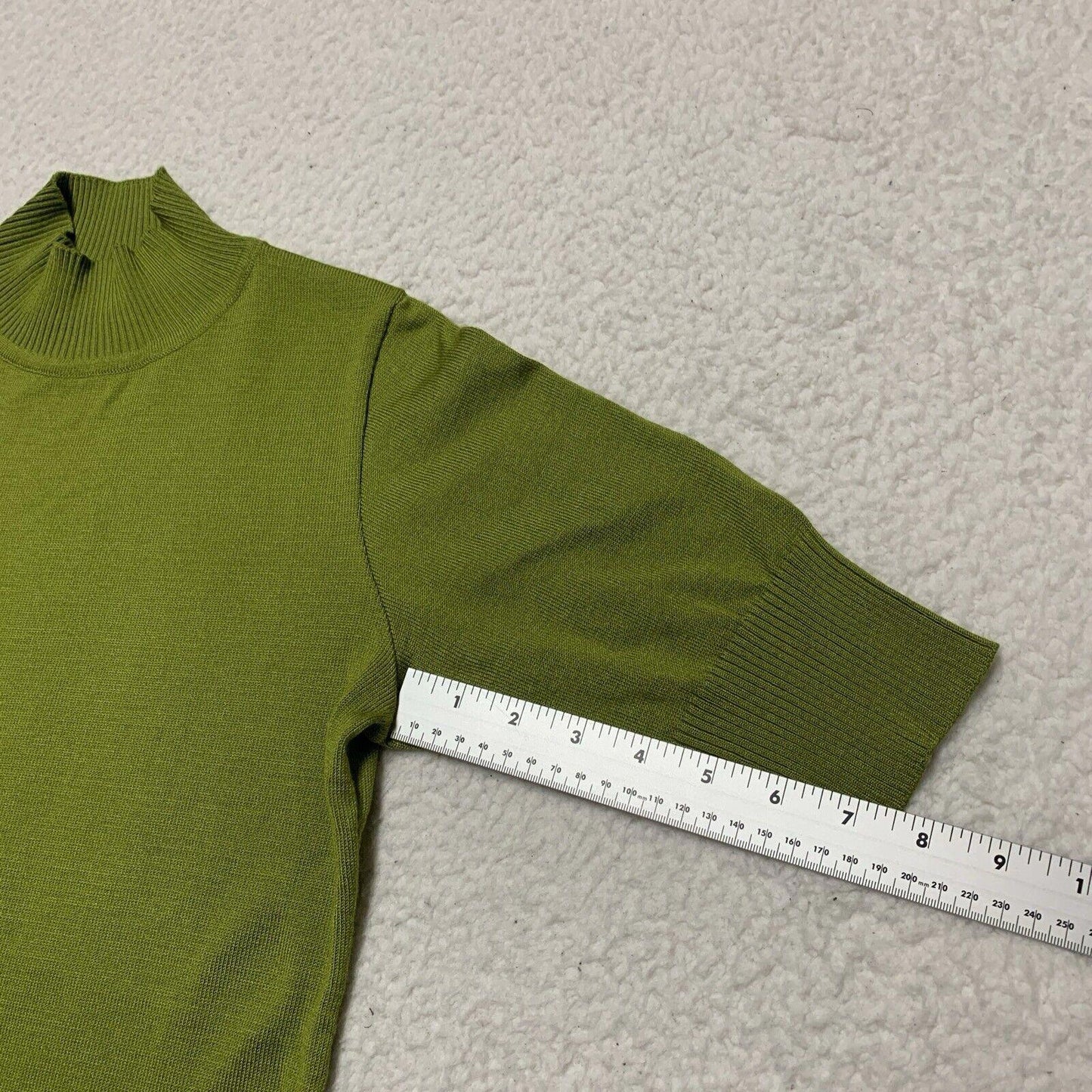 Of White Women’s Size 38 Lime Green  Half Sleeve Mock Neck Shirt Stretch Top