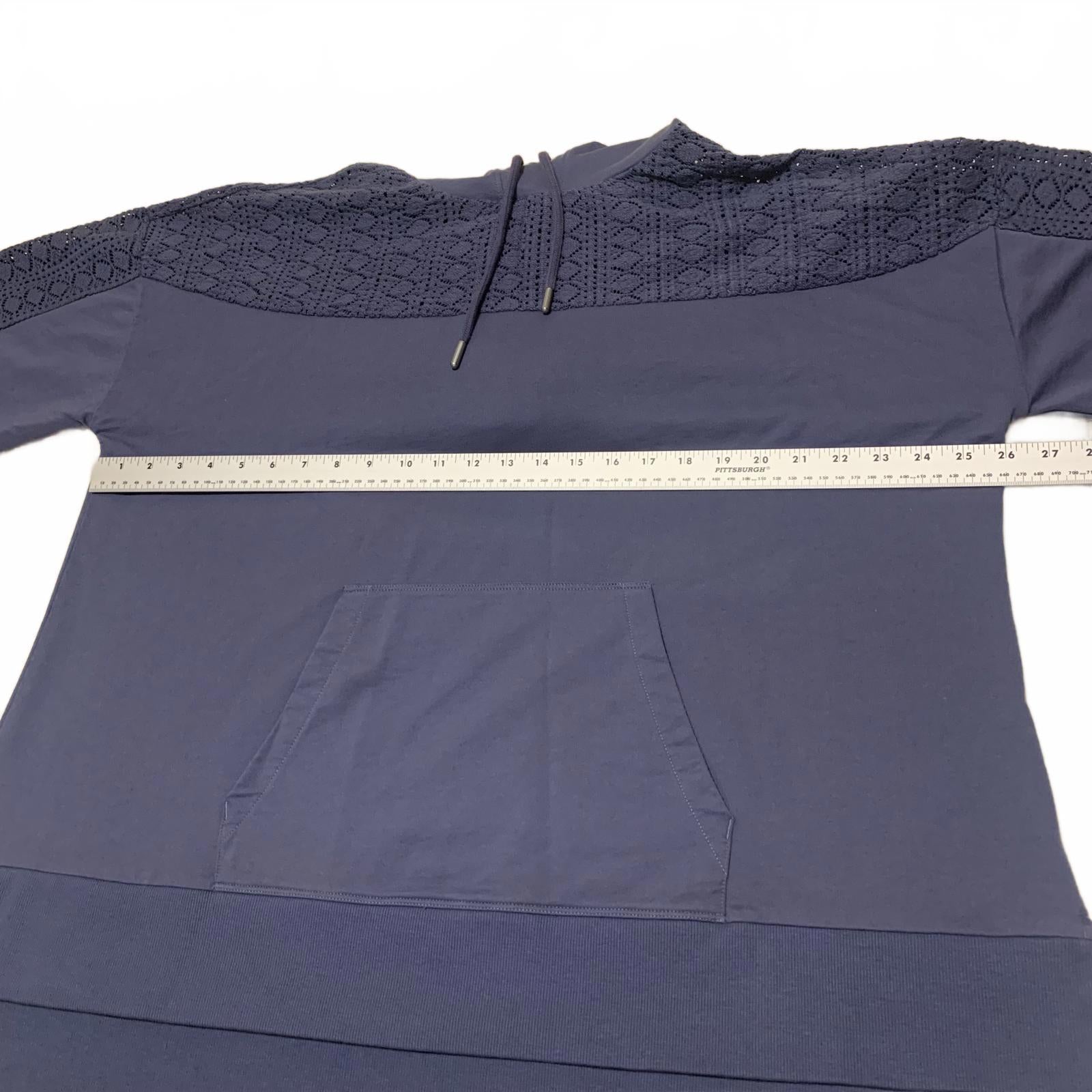 June & Vie Women's Size Large 18-20 Slate Blue Hoodie Sweatshirt Textured Detail