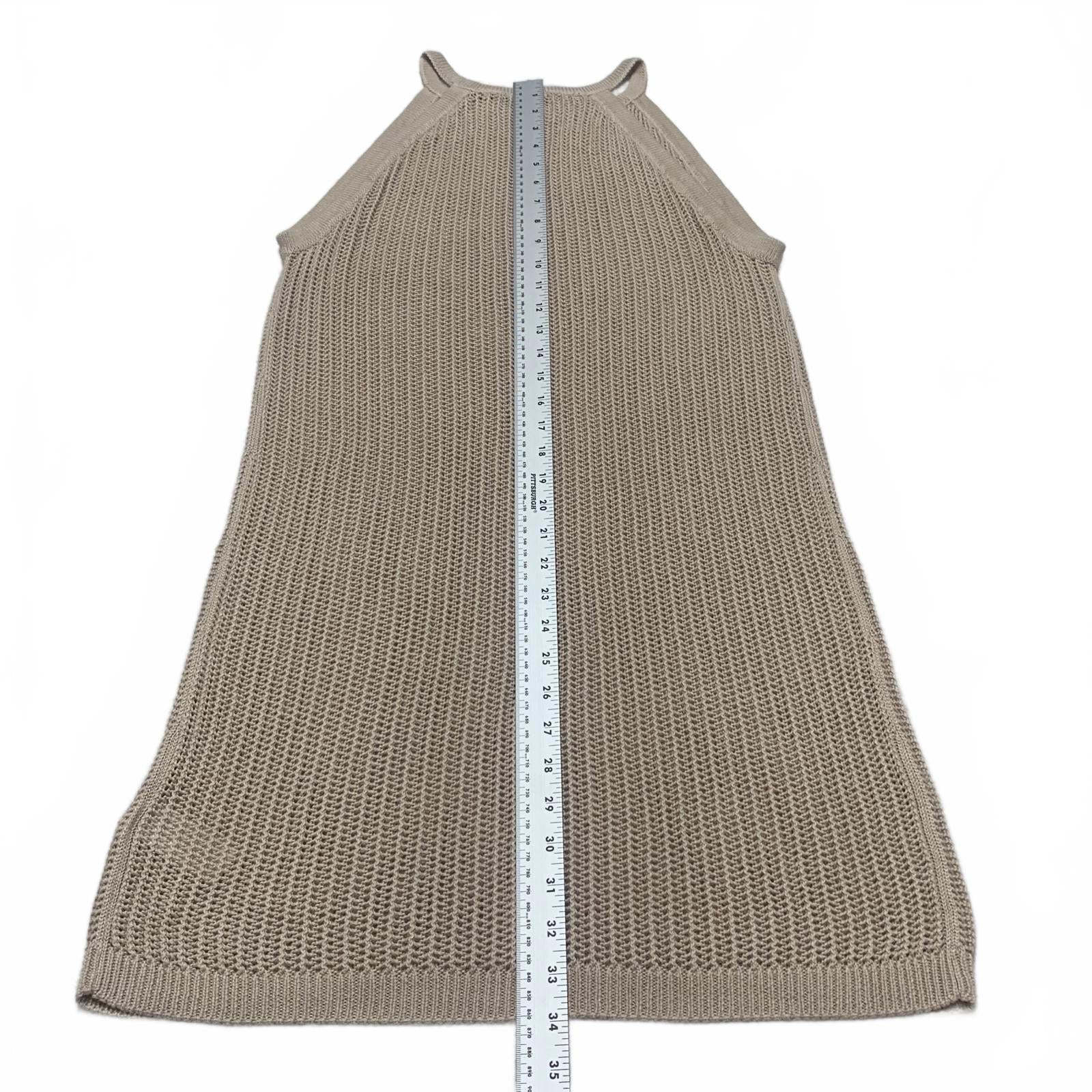 Vestido de punto beige sin mangas para mujer Tahari, talla grande, para verano, playa, fiesta en la piscina