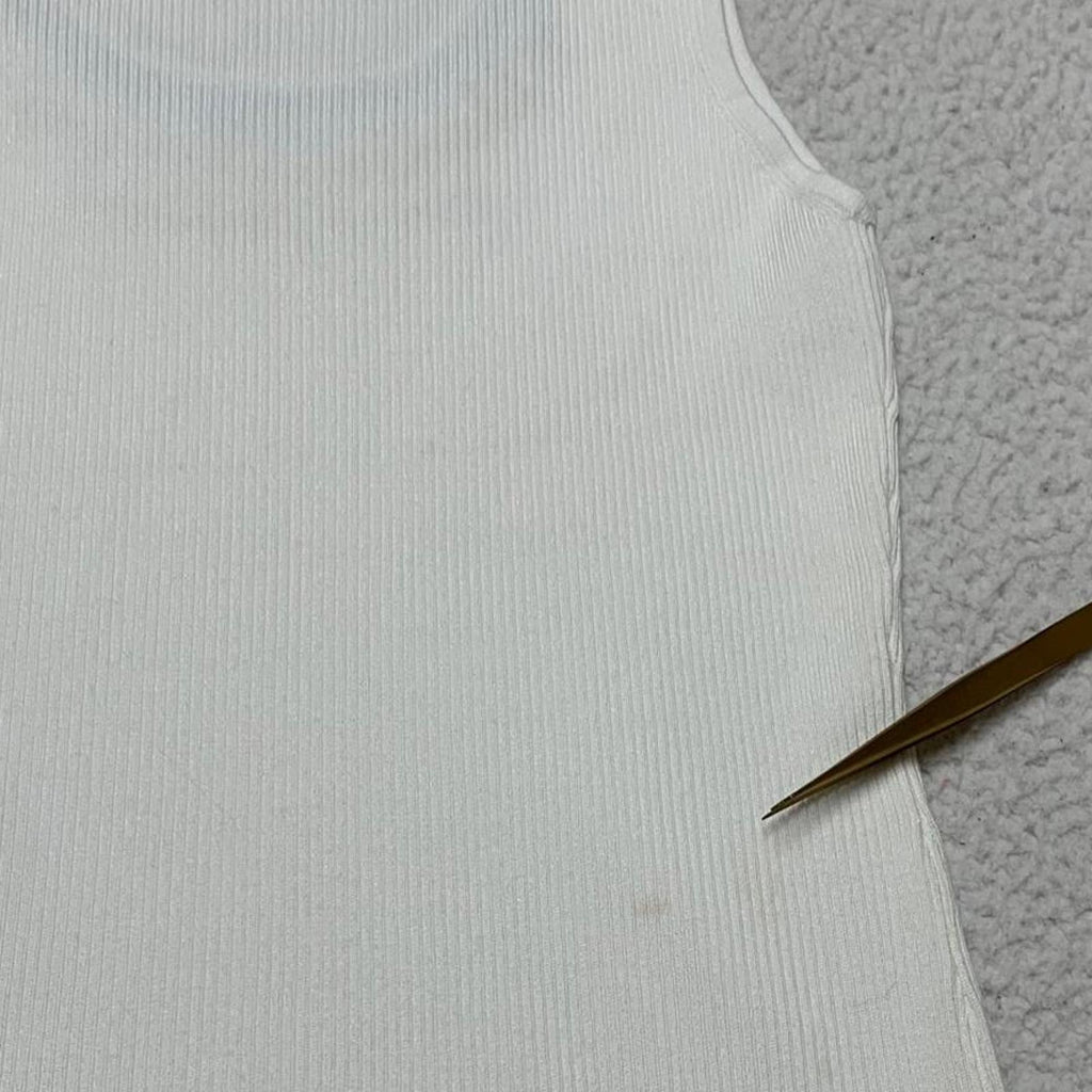 Ruby Rd. Camiseta sin mangas de punto acanalado blanco para mujer, talla XL, escote decorativo