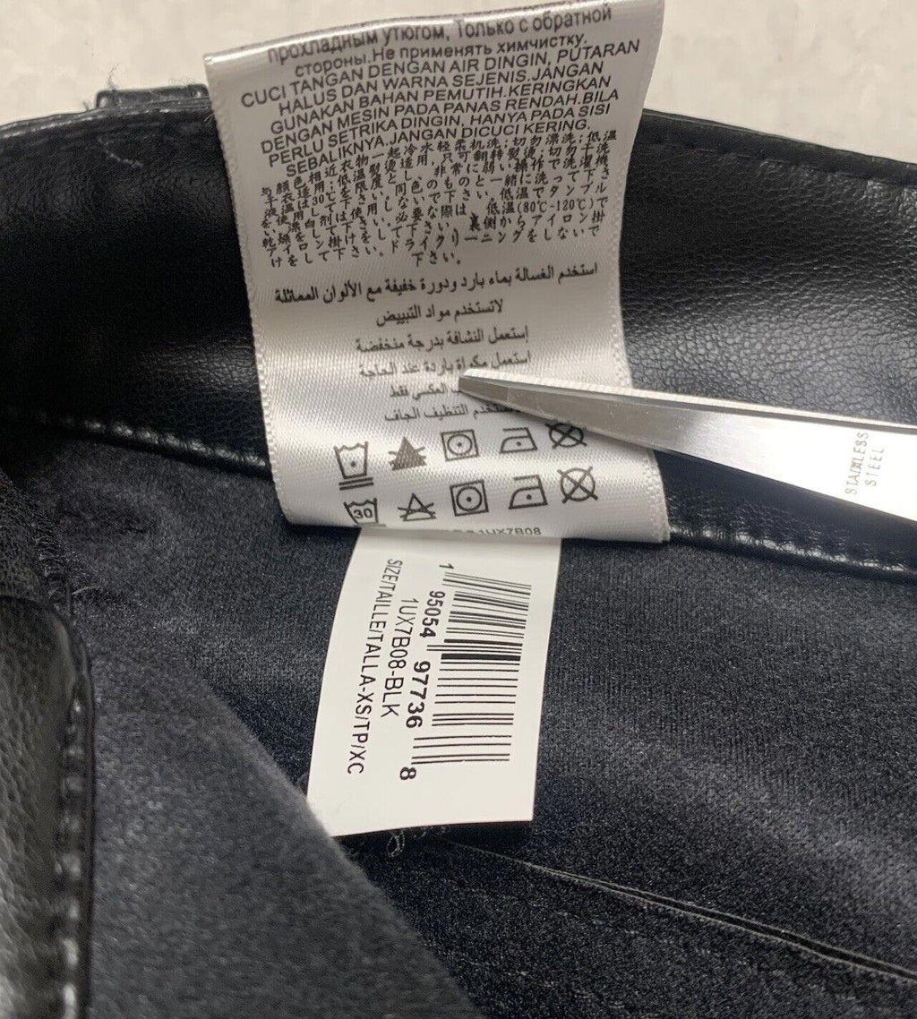 Pantalón de piel sintética negro BCB Generation para mujer, talla extra pequeña