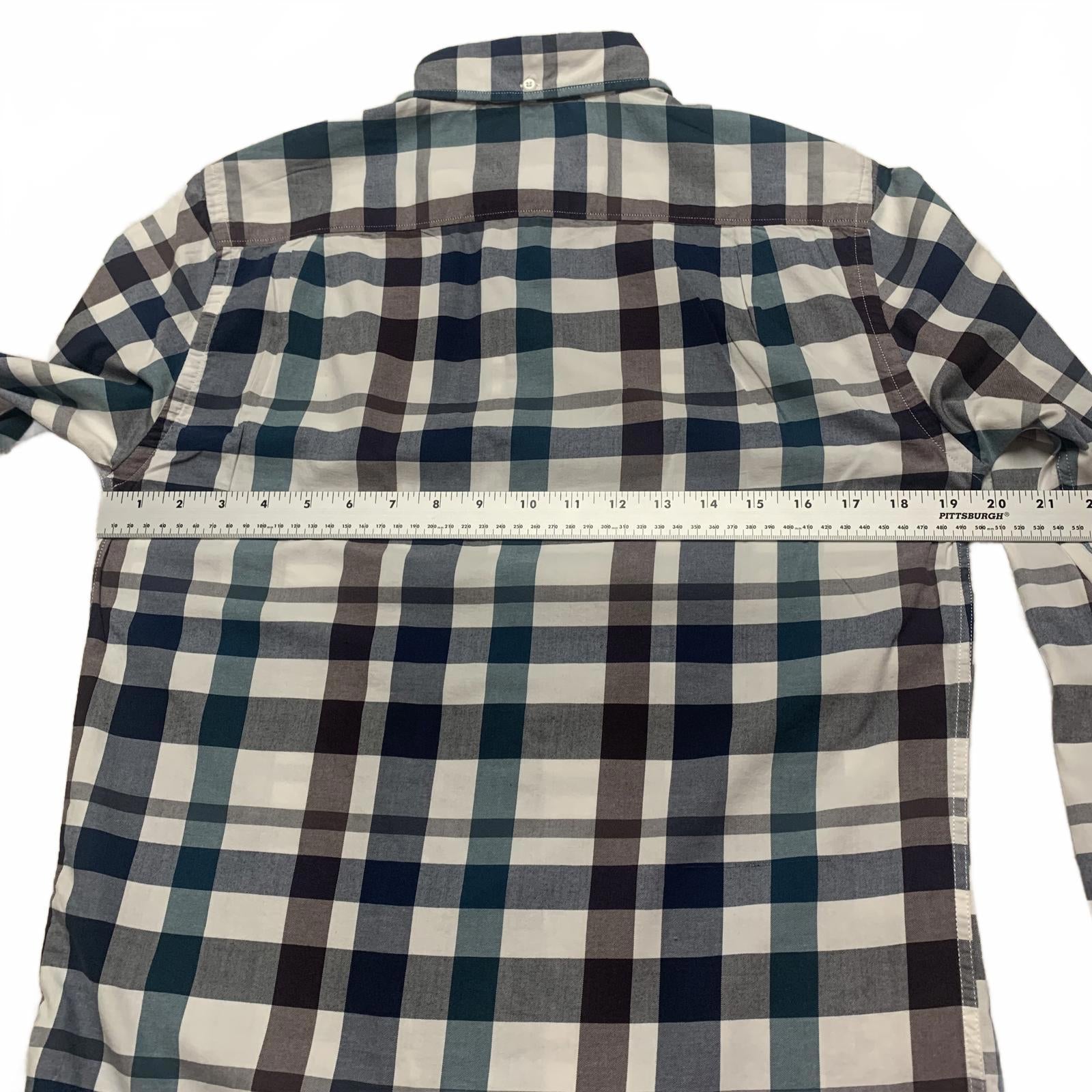 Camisa a cuadros azul y verde ajustada Hawker Rye para hombre, talla pequeña