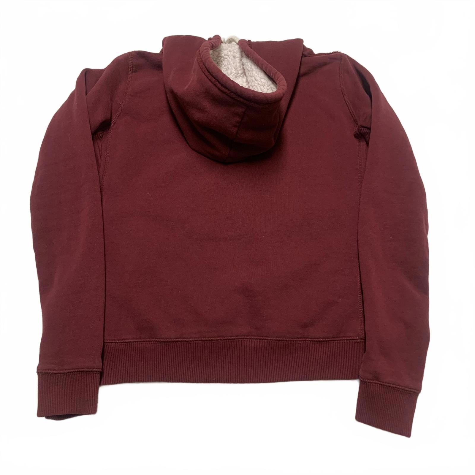 Sudadera con capucha y cremallera Bizzbee para mujer, color burdeos, talla L, con forro de sherpa