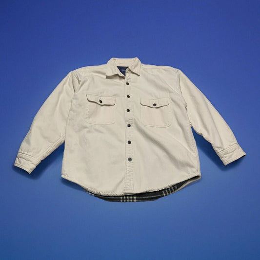 Berkley & Jensen Men’s Large Bone White Lined Shacket Shirt