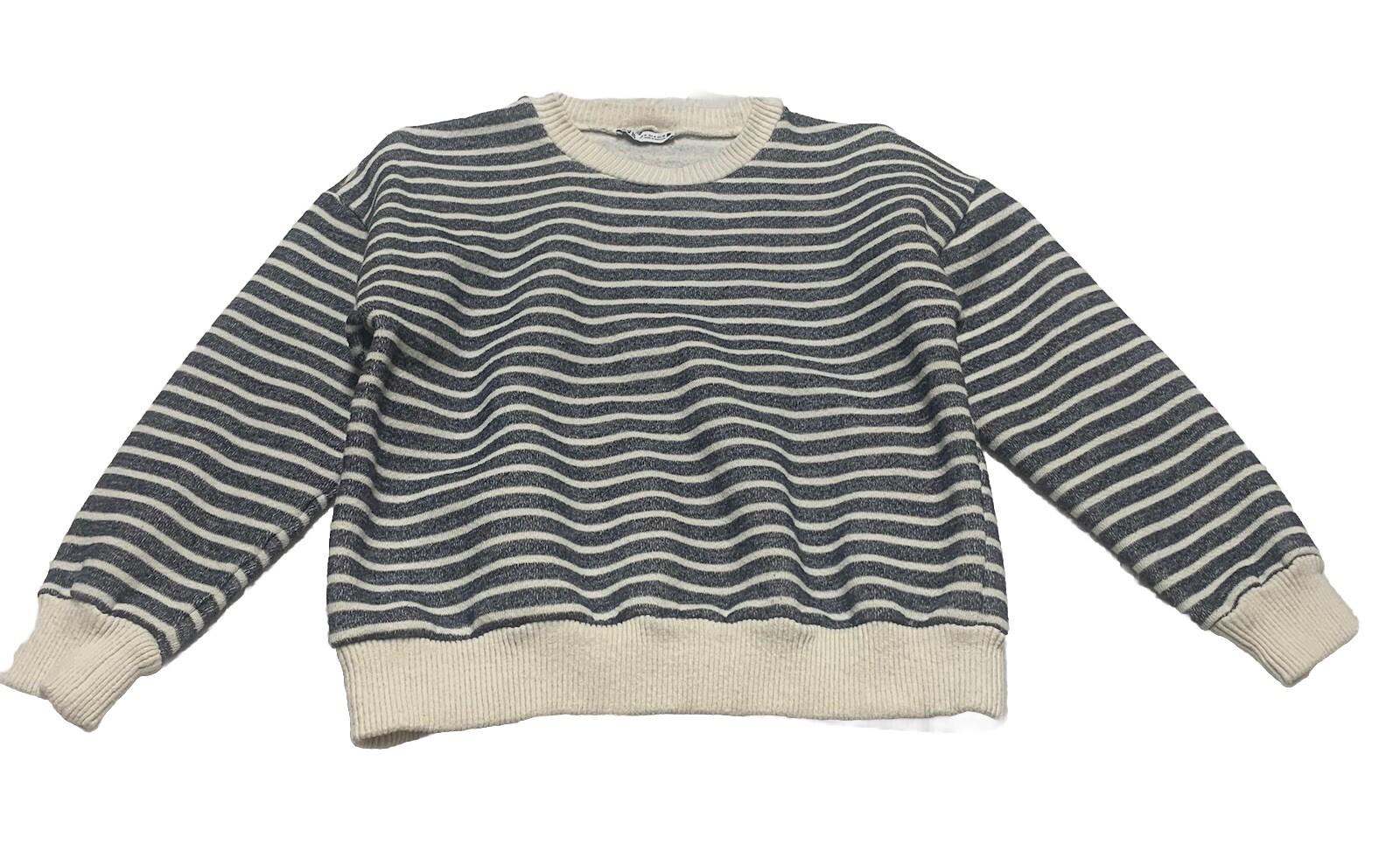 Suéter corto de manga larga azul y beige para mujer, talla M, de Zara