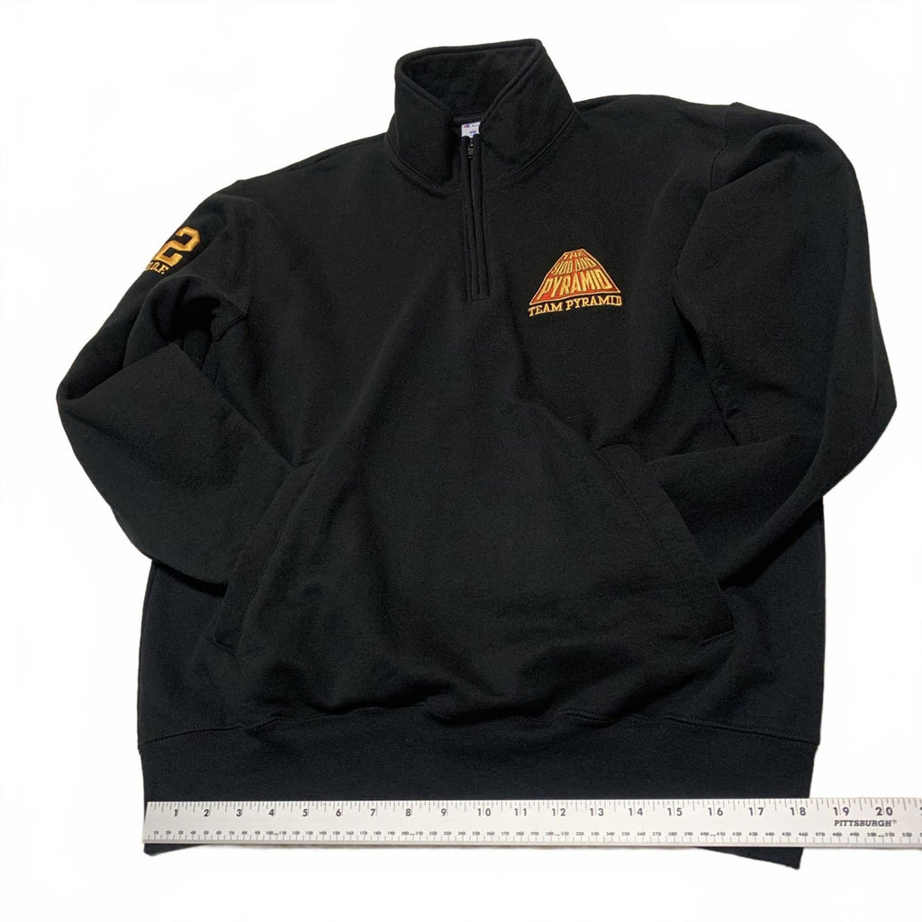 Sudadera Champion Eco Authentic Team Pyramid para hombre, color negro, con cremallera de un cuarto, talla L