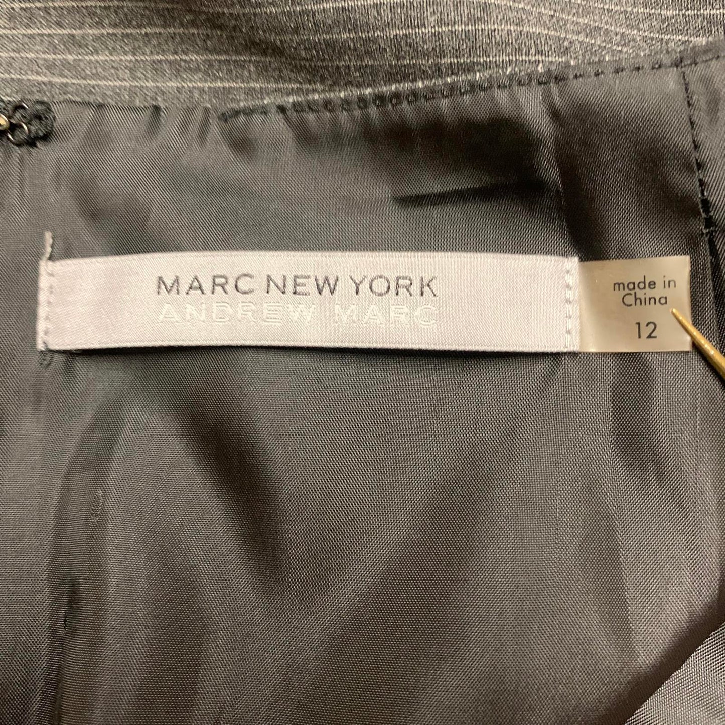 Vintage Marc New York Marc Andrew Womens Sz 12 Gray Pinstriped Skirt Side Slit