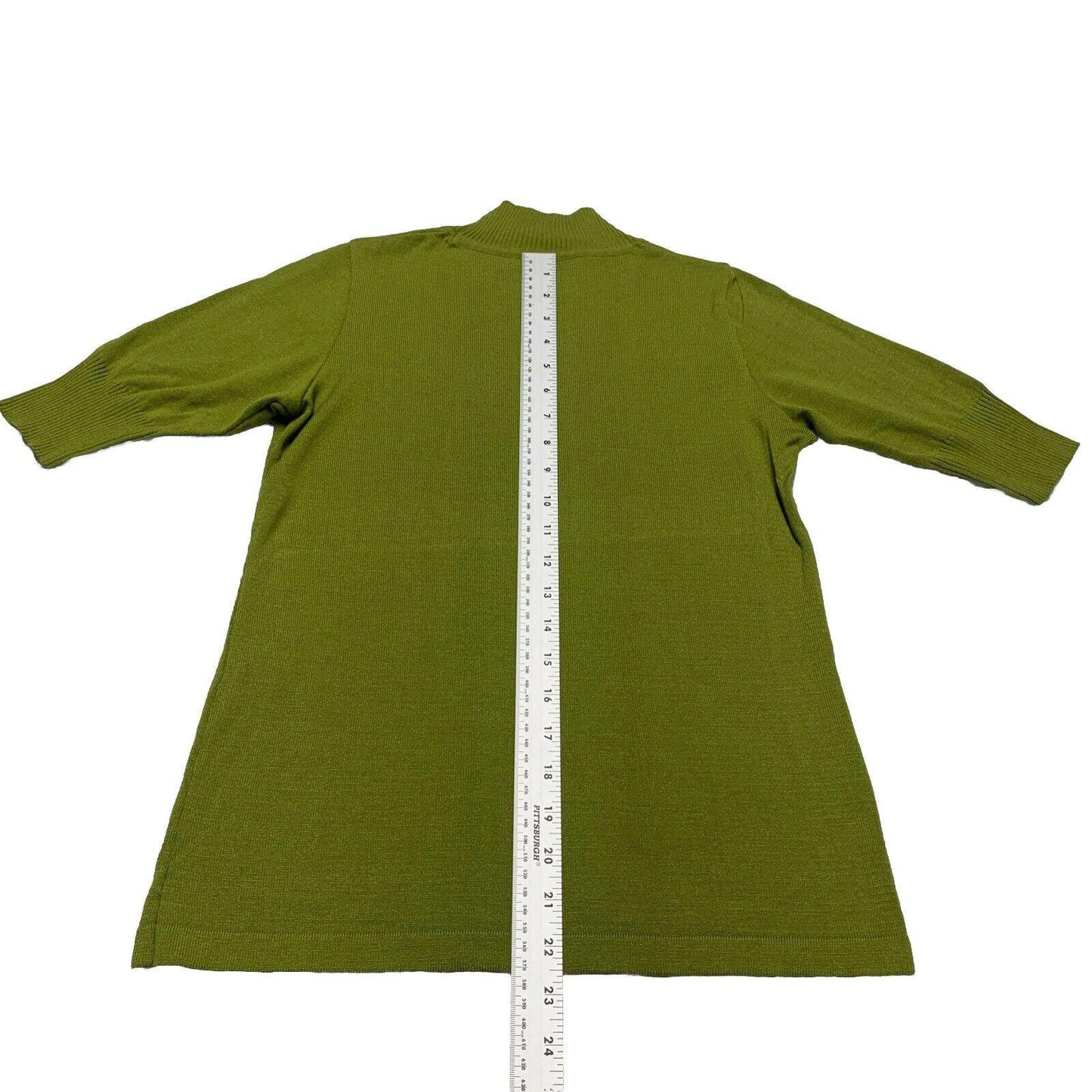 Of White Women’s Size 38 Lime Green  Half Sleeve Mock Neck Shirt Stretch Top