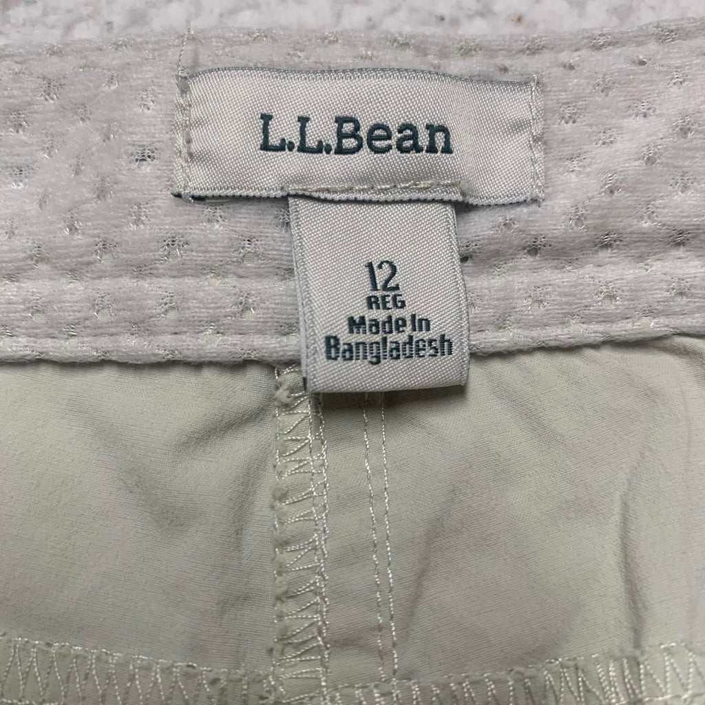 Pantalones capri cargo beige LL Bean para mujer, talla 12R, para actividades al aire libre, ancho 34 x largo 22,5 cm