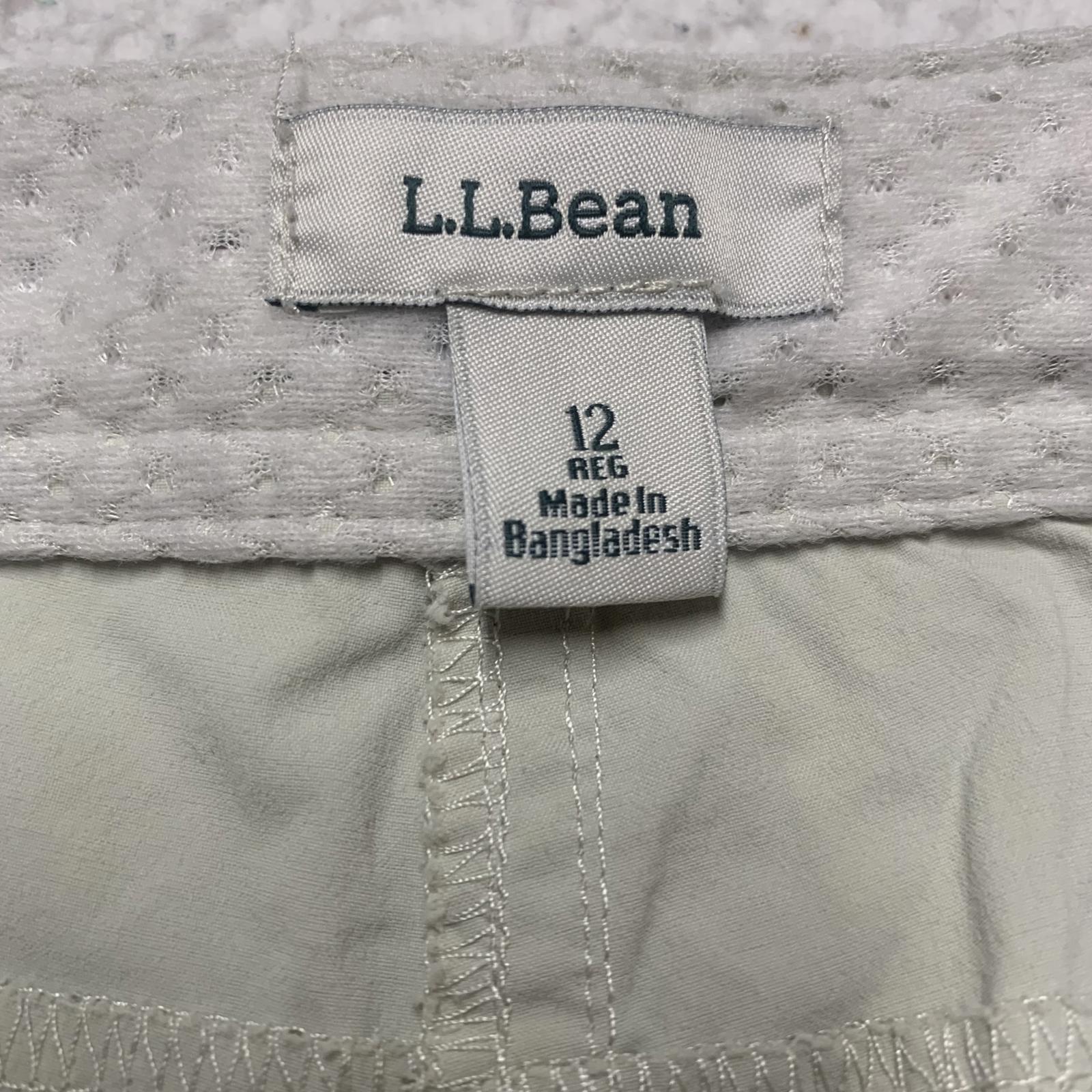 Pantalones capri cargo beige LL Bean para mujer, talla 12R, para actividades al aire libre, ancho 34 x largo 22,5 cm