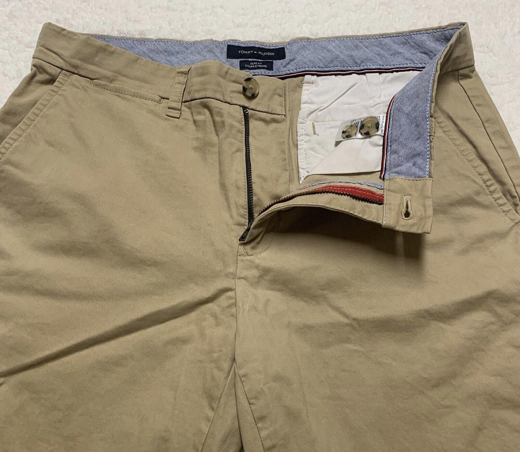 Pantalones chinos Tommy Hilfiger para hombre, corte ajustado, beige, 32 x 32