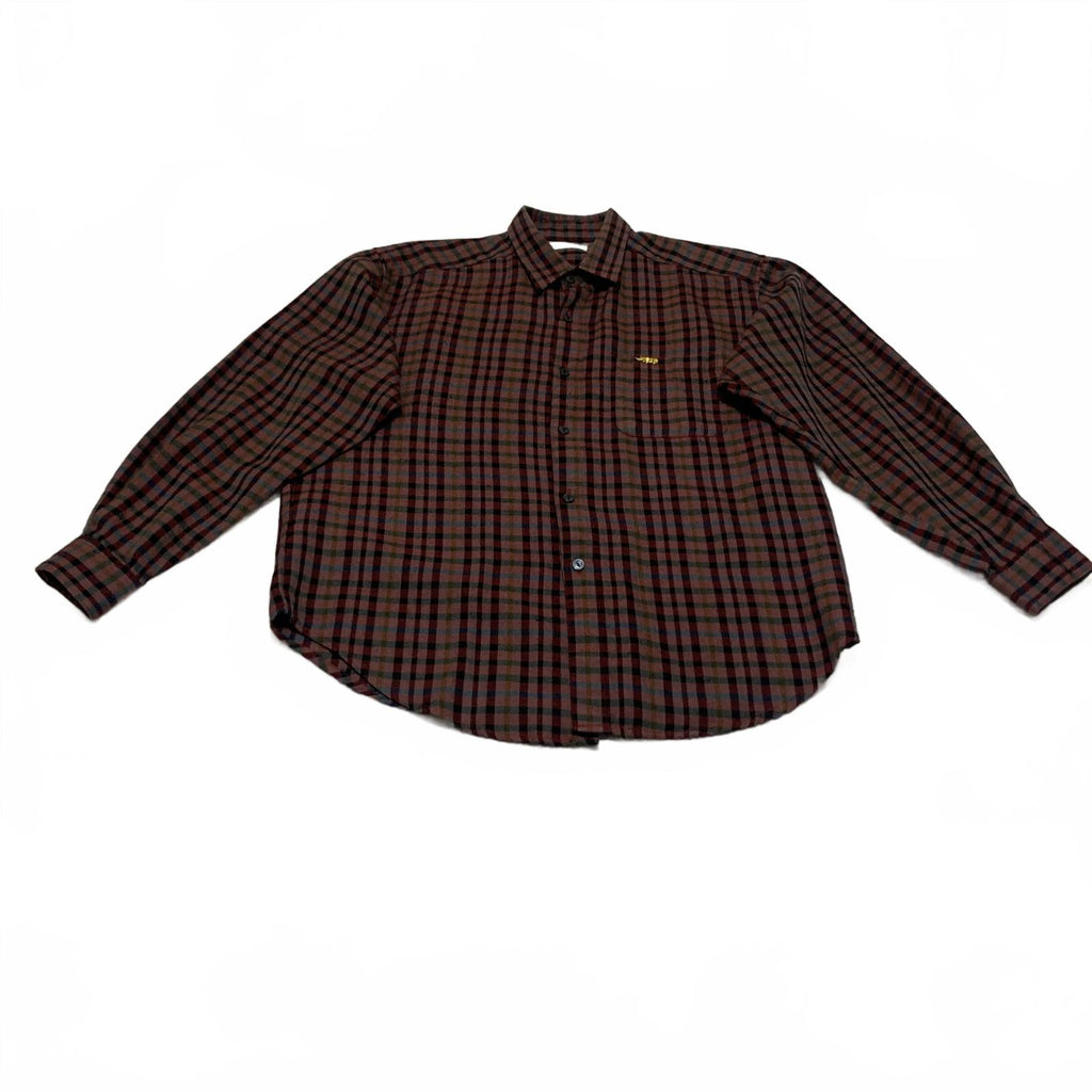 PAT Korea Rhino Men’s Size L Red Black Plaid Long Sleeve Button Up Shirt