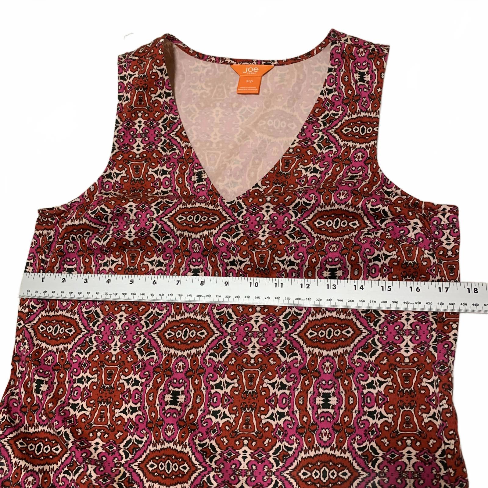 Vestido tubo Joe Fresh con cuello en V, sin mangas y estampado floral, talla S para mujer