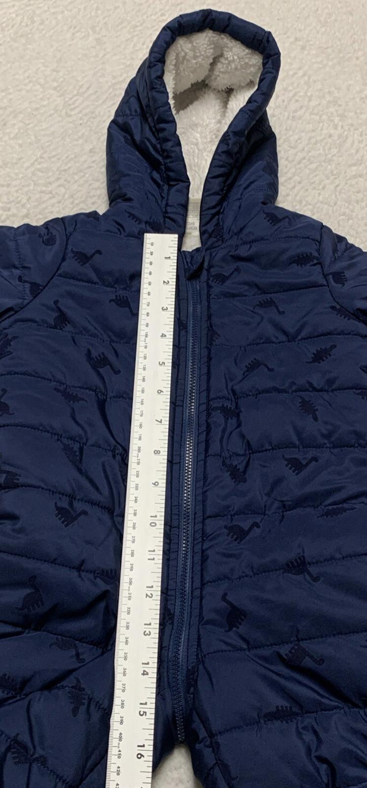 First Impressions Baby Boy Size 6-9M Navy Blue Snow Suit Coat Dinosaur Print