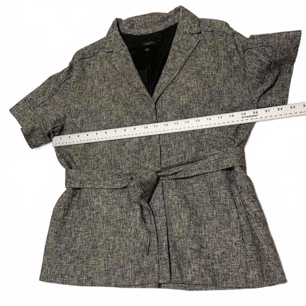 Blazer gris de manga corta con cinturón para mujer de Ann Taylor, talla 12