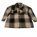 Amaryllis XS Beige Brown Plaid Button-Up Jacket  Cozy Fall Layering Piece