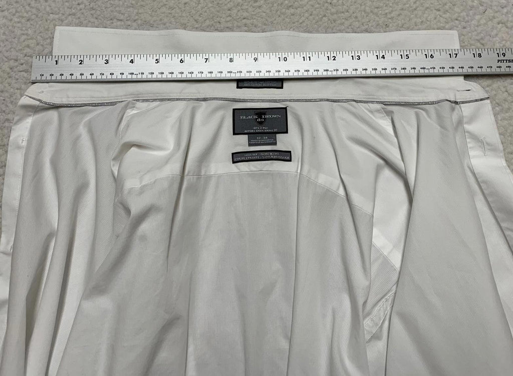 Camisa de vestir ajustada con botones para hombre, color negro y marrón, talla 17, 100 % algodón egipcio, 1826