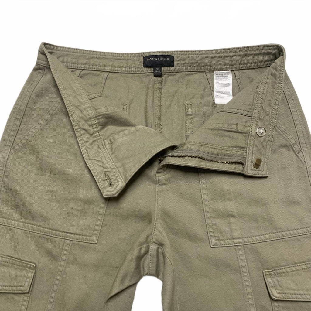 Pantalones cargo Banana Republic para mujer, talla 10, verde oliva, 33,5 x 25 L