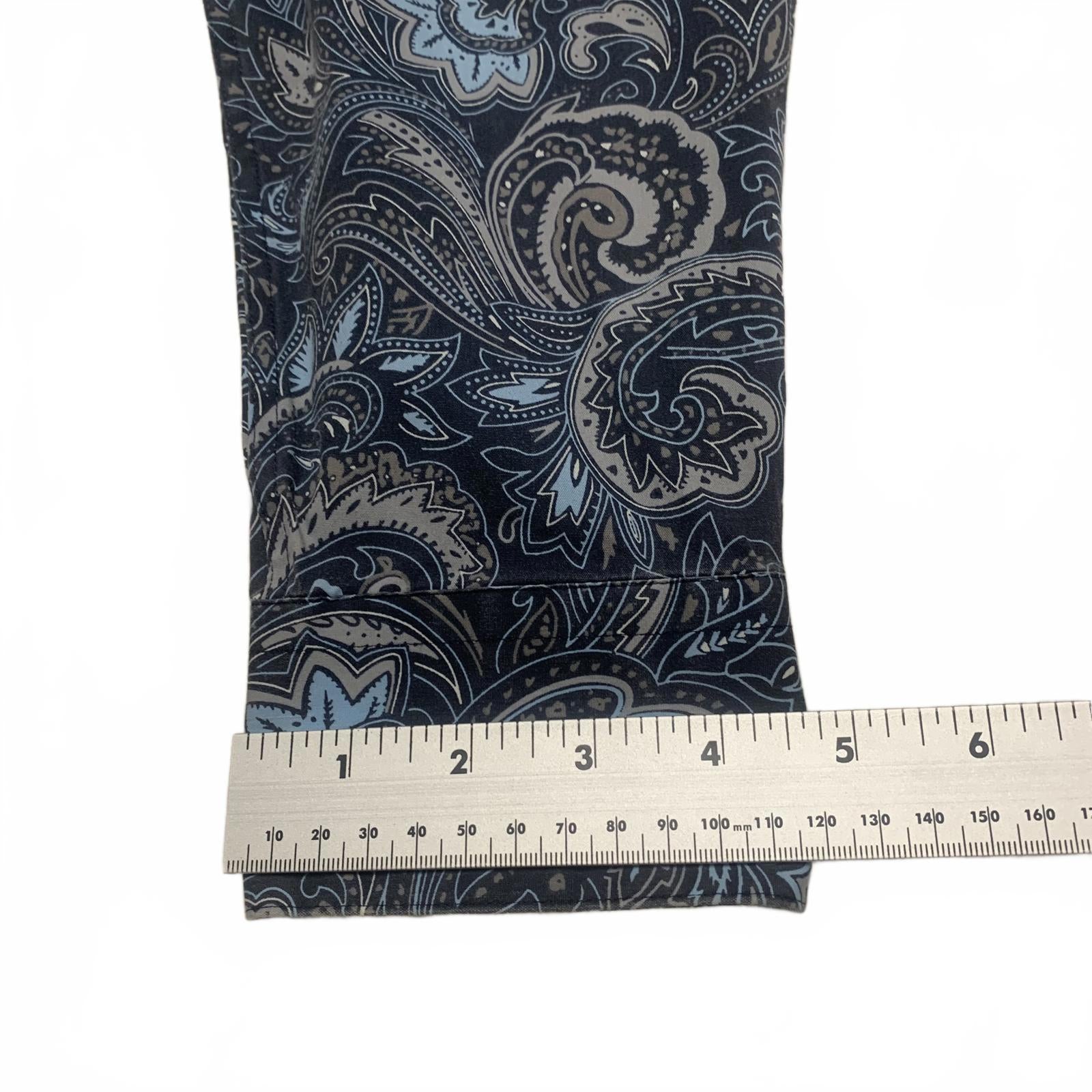 Camisa Alfani de manga larga con botones y estampado paisley azul para hombre, talla XL (17,5)