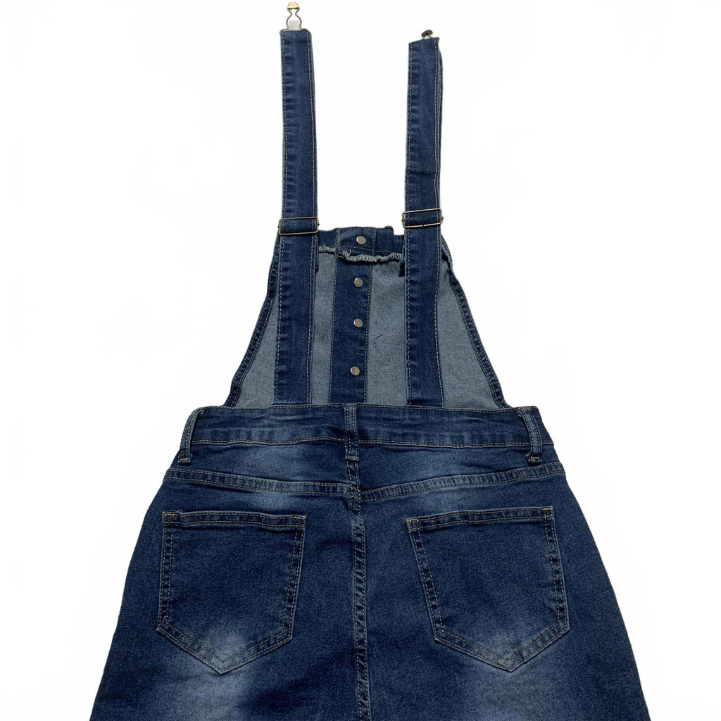 Overol de mezclilla para mujer, talla pequeña, pantalones vaqueros azules con piernas acampanadas