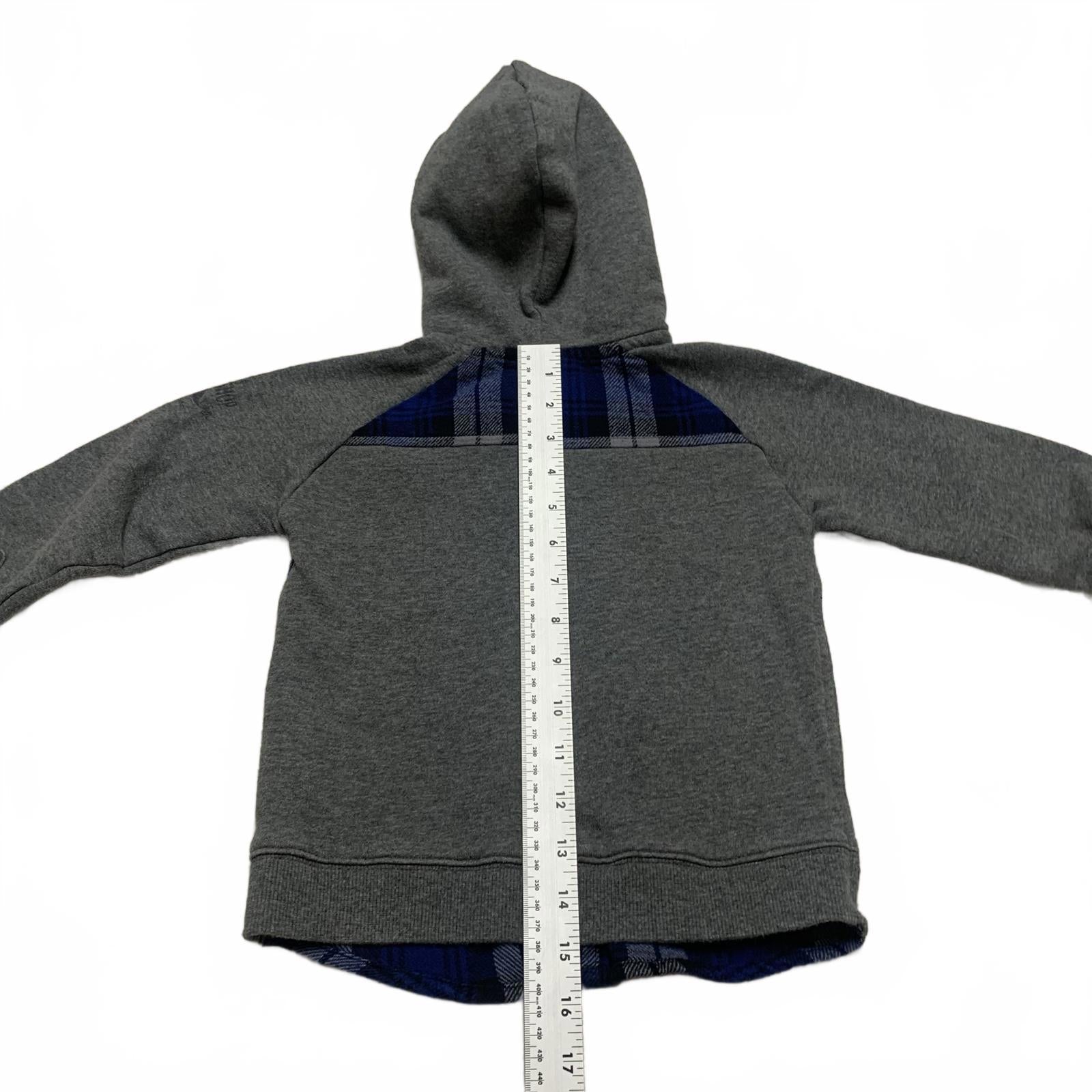 Camisa con capucha de franela azul gris Brums para niños, talla 5, algodón