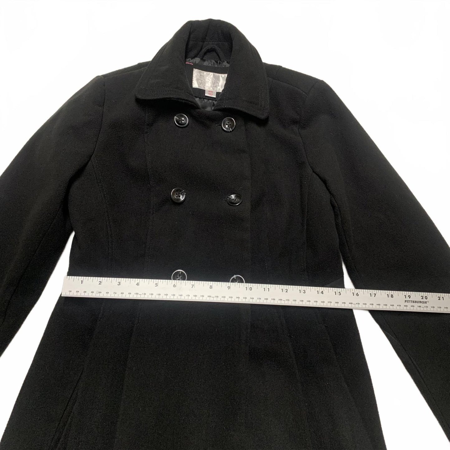 Xhiliration Women’s Size Medium Black Double-Breasted Peacoat
