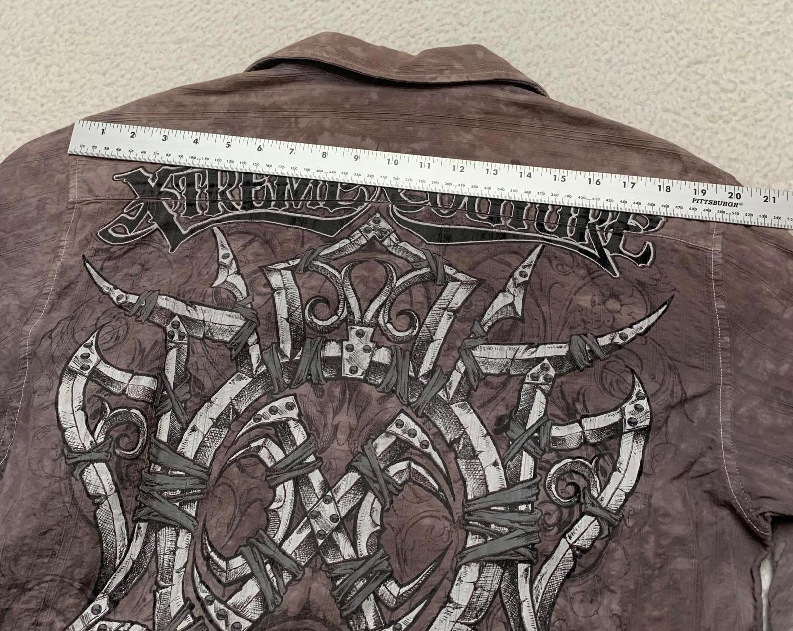 Camisa de noche de manga larga marrón con lavado ácido de Xtreme Couture para hombre, talla grande