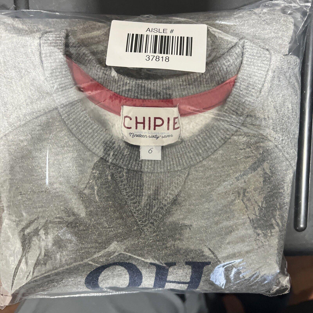 Vestido sudadera de forro polar gris jaspeado Chipie para niñas, talla 6, con purpurina de perro escocés