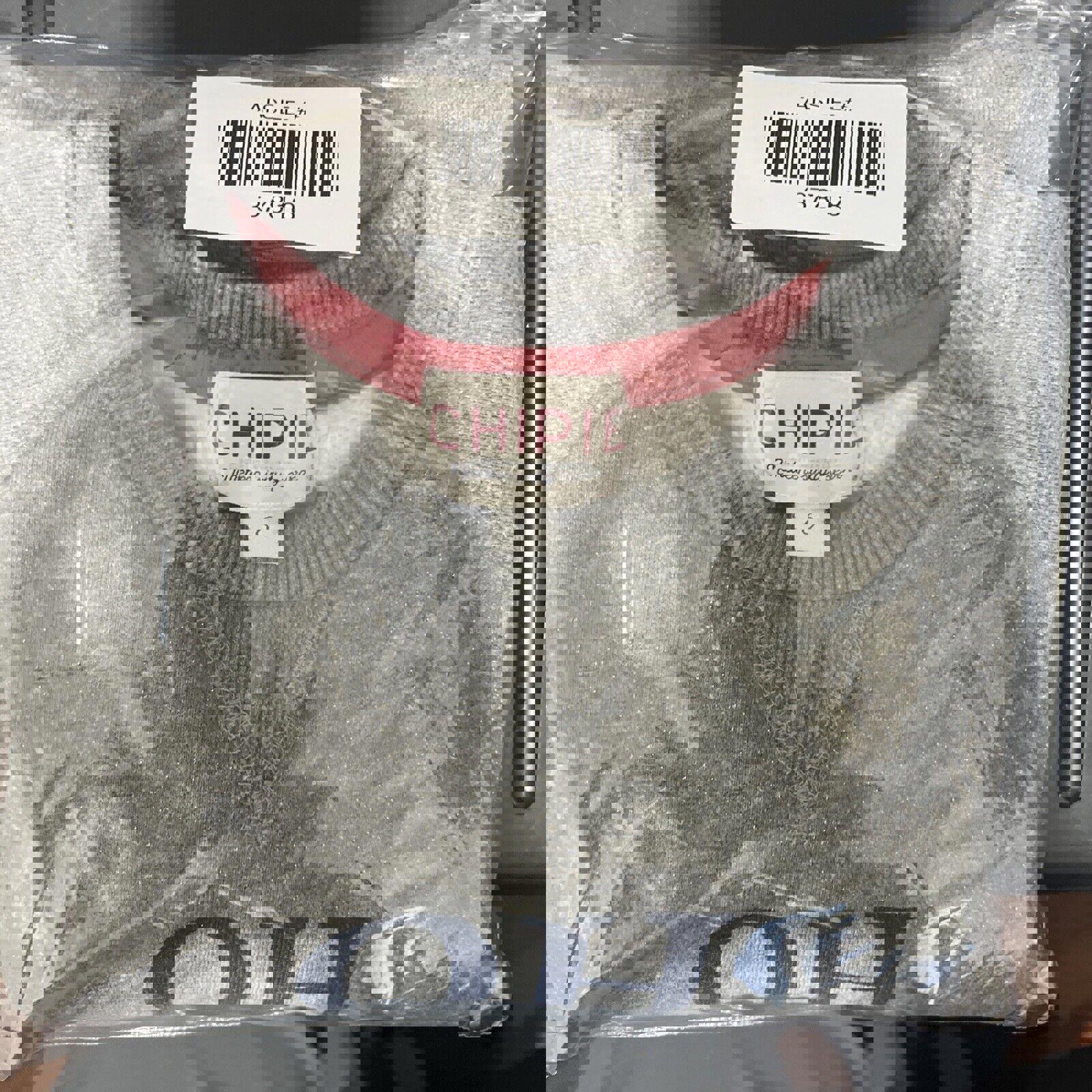 Vestido sudadera de forro polar gris jaspeado Chipie para niñas, talla 6, con purpurina de perro escocés