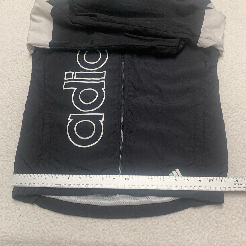 Chaqueta cortavientos con capucha y cremallera completa negra grande para niño de ADIDAS, talla 14/16