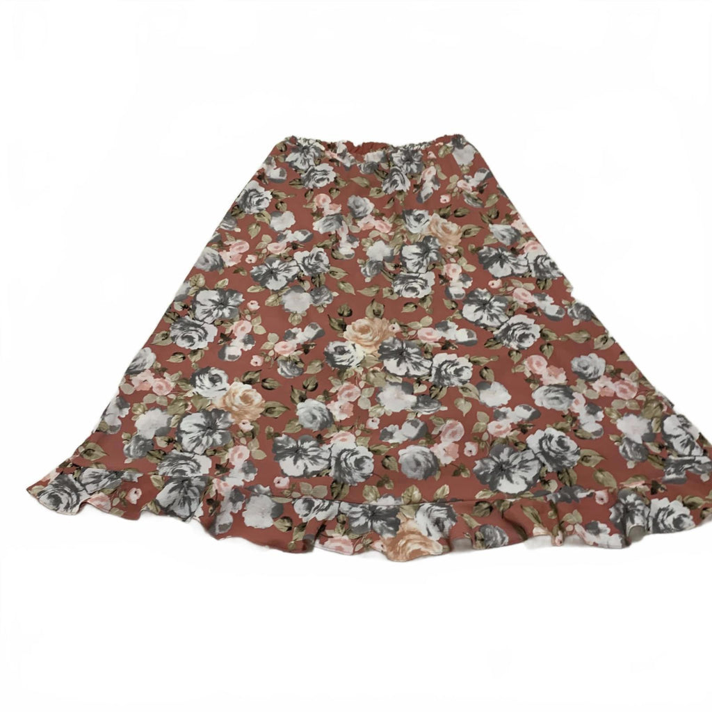 Falda con volantes florales para mujer, talla L, de Green Envelope Los Angeles, fabricada en EE. UU.