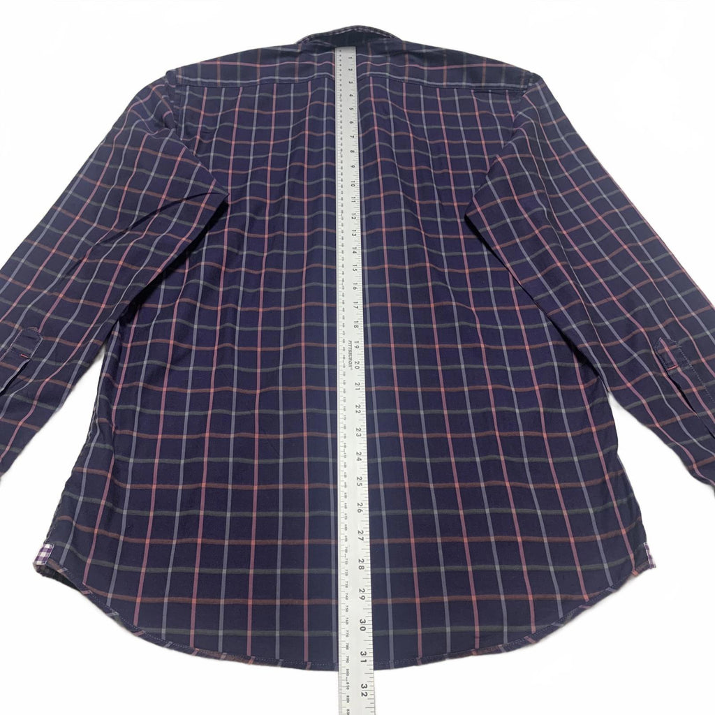 Borgo Ognissanti 28 Men's M Blue Plaid Button Shirt Multicolor Check