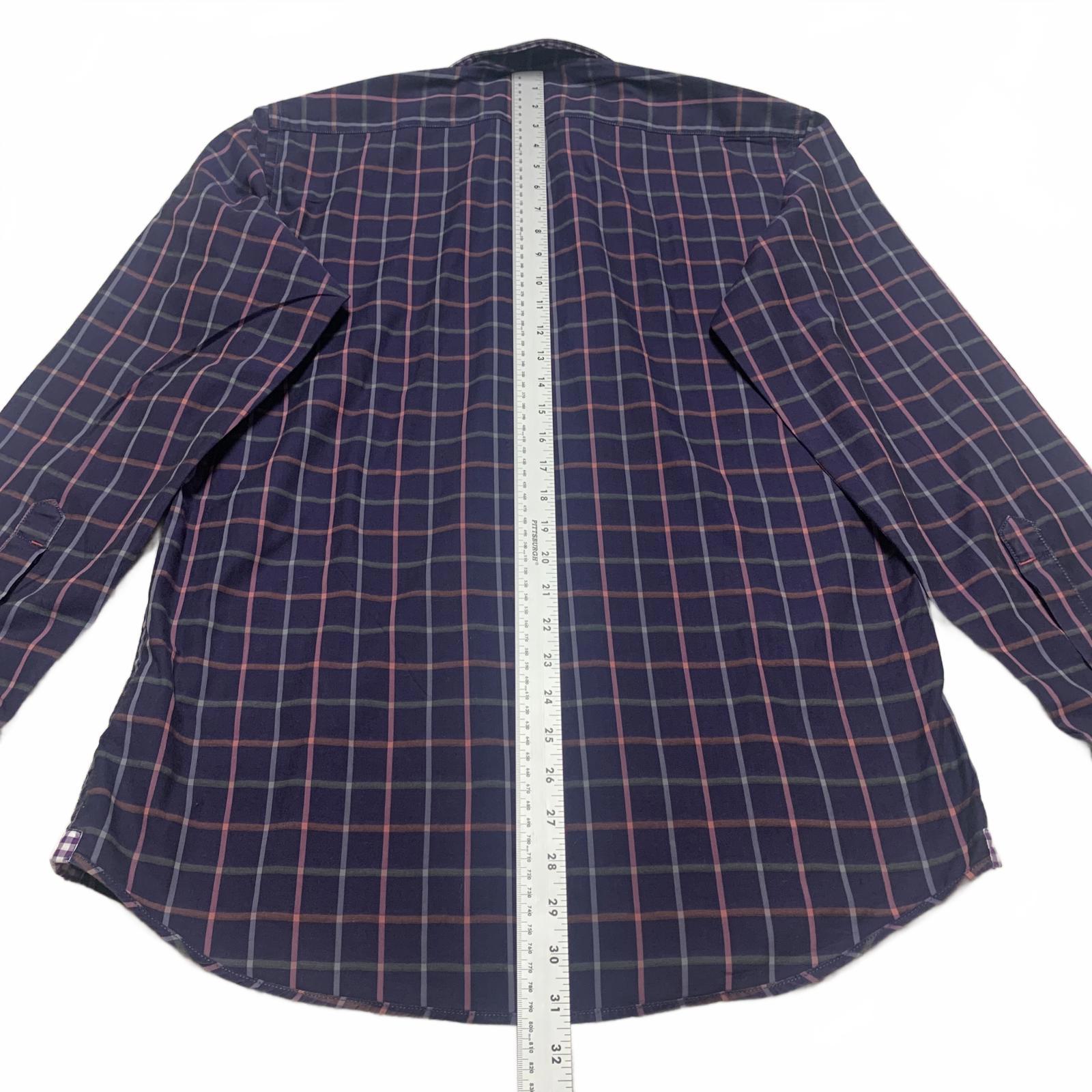 Borgo Ognissanti 28 Camisa de hombre con botones a cuadros azules y cuadros multicolor