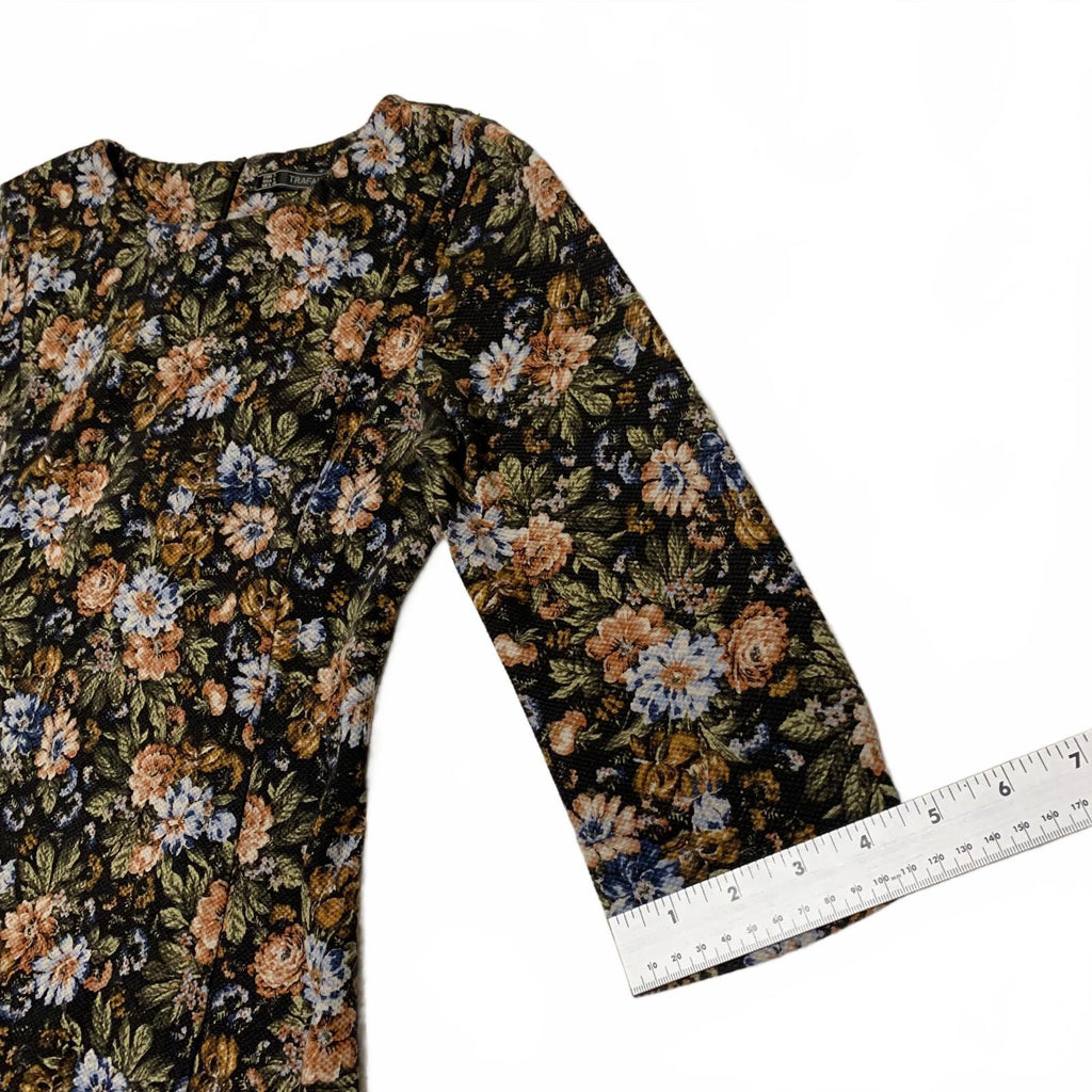 Vestido floral Zara Trafaluc para mujer, talla S, manga larga, estilo retro Y2K