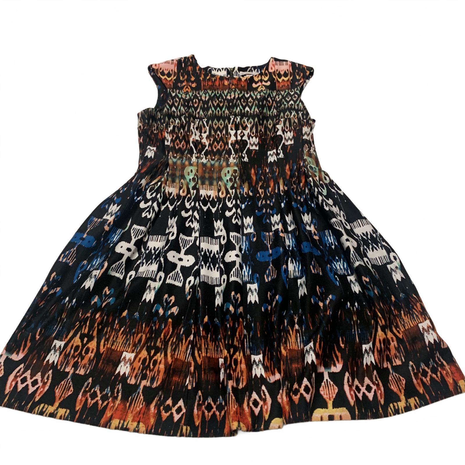 Vestido de verano sin mangas con estampado abstracto vibrante para mujer talla 14 de VTG db